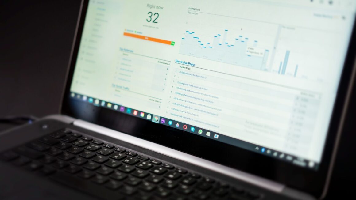SEO-analyse met zoekresultaten en websitegegevens op een laptop