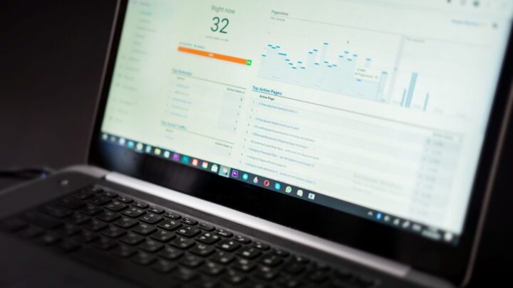 SEO-analyse met zoekresultaten en websitegegevens op een laptop